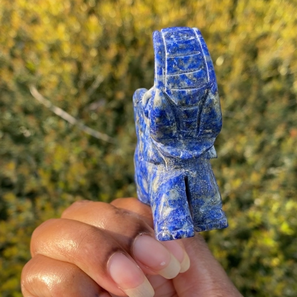 Lapis Lazuli with Pyrite Elephant Carving - Picture 8 of 13